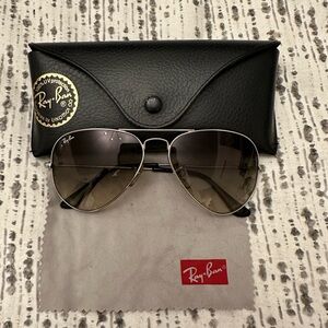 Ray-Ban Silver Aviator Sunglasses with Black Case